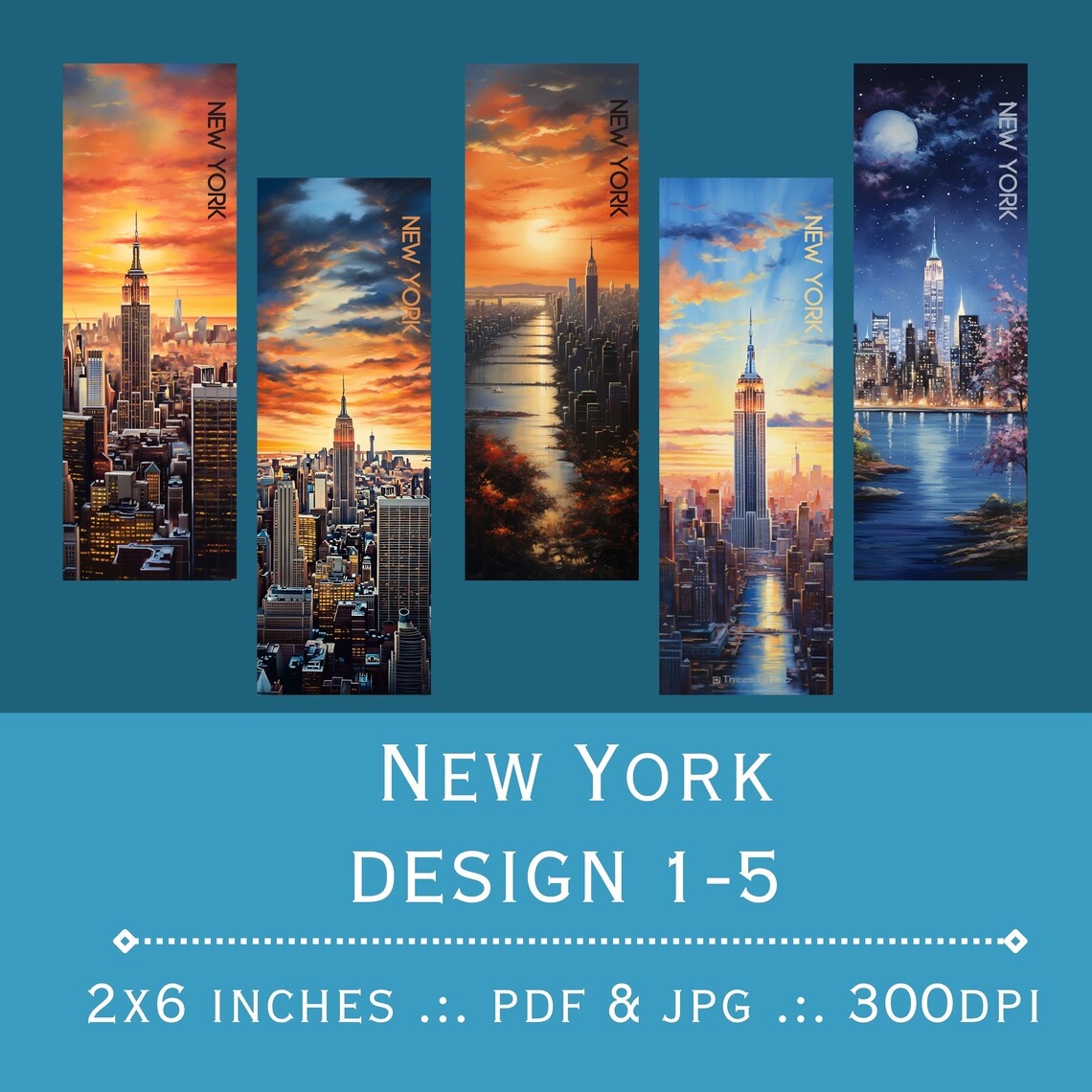 Printable Bookmarks New York City. Printable PDF and JPEG Etsy