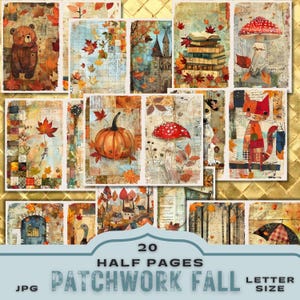 junk journal kit,
premade pages fall,
autumn colors pages,
card making bundle,
collage art journal,
scrapbooking pumpkin,
tags folio bookmark,
mushroom leaves rain,
digital paper kit,
digikit seasonal cat,
whimsy whimsical,
cute journal kit