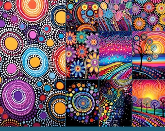 Colorful Dot Art Apple Watch Wallpaper: 10 Unique Designs (Digital Download)
