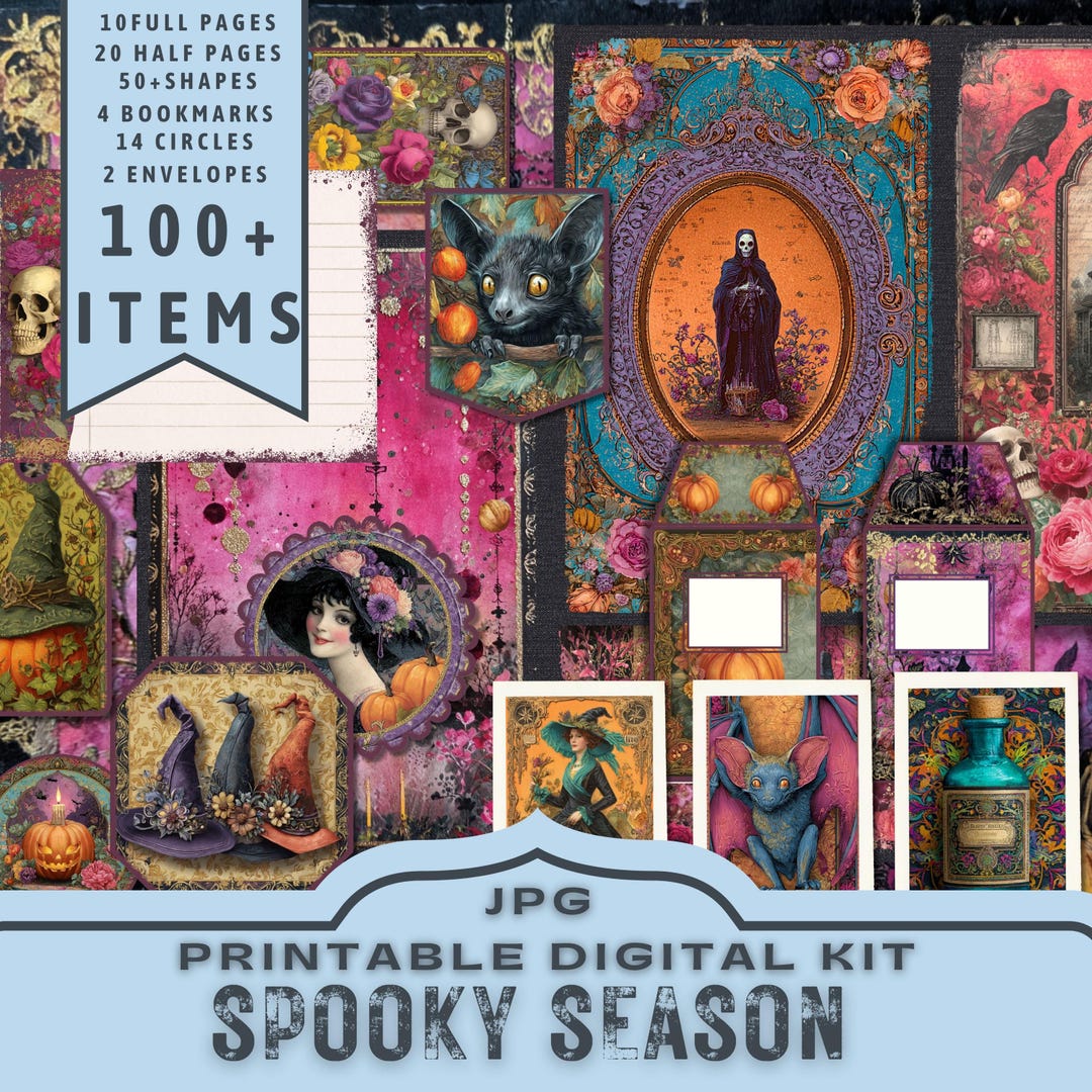 Vintage Halloween Junk Journal Kit: 100+ Ephemera Pages (digital ...