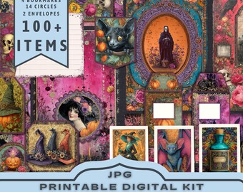 Vintage Halloween Junk Journal Kit: 100+ Ephemera Pages (Digital Download)