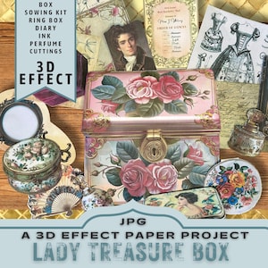 Jewelry Box Printable Paper Craft Project, 3D Effect Journal Folio, Insert, Digital Folder, Unique Craft Gift, JPG Download