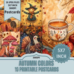 Herbstfarben Postkartendesign: Herbst Bilder. Kürbis, Vogelscheuche, Erntedank, Erntedank. 10 JPEG-Dateien 5x7 Zoll. direkter Download bei Etsy.