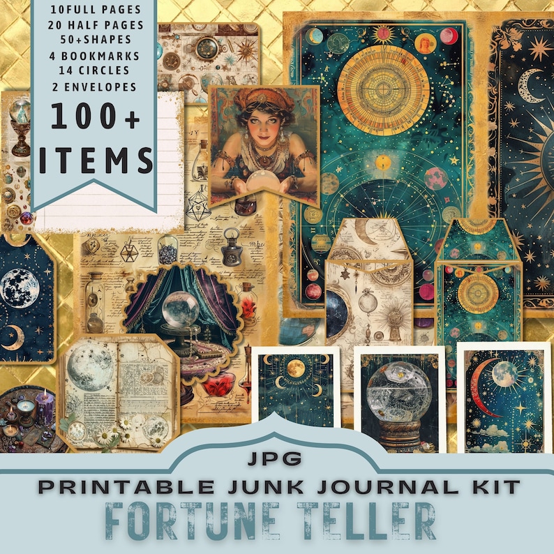 Fortune Teller Junk Journal Kit: Vintage Ephemera 30 Jpg Letter Size ...
