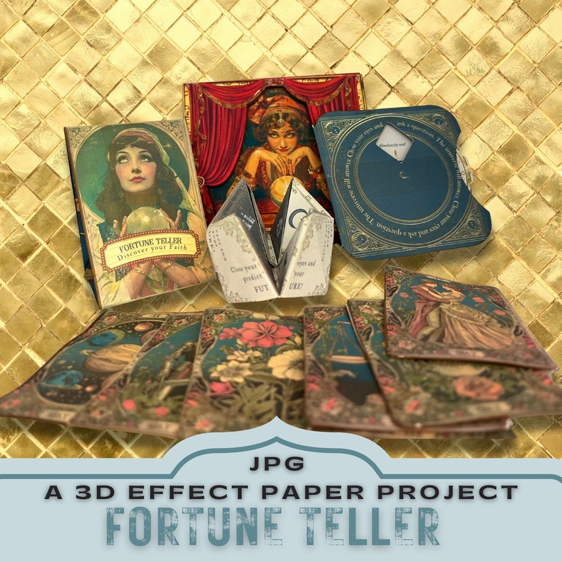 junk journal kit,
pop up 3d project,
silhouette cricut,
printable kit craft,
unique crafting gift,
print paper craft,
3d fortune teller,
pop up paper project,
tarot crystal ball,
gift for crafter mum,
print and cut gift,
mystic craft project
