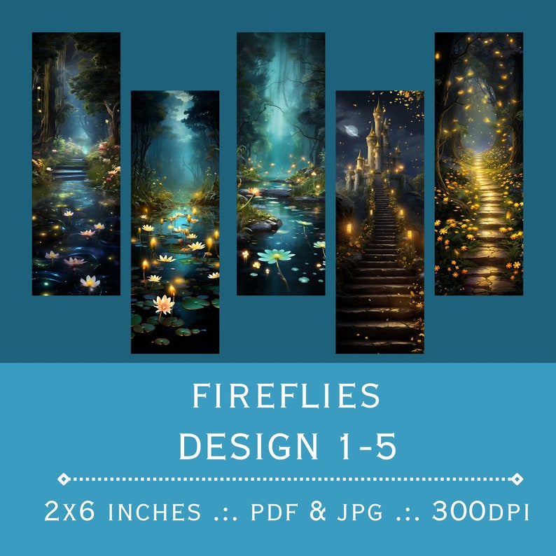 Magical Fireflies Bookmarks: Printable Bookmark Set (PDF & JPEG) - Etsy