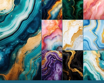 Agate Gemstone Apple Watch Wallpaper: Gold Accent Designs (Digital Download)