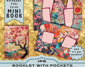 Cherry Blossom Booklet with Pockets: Spring Sakura Junk Journal (JPG Download)