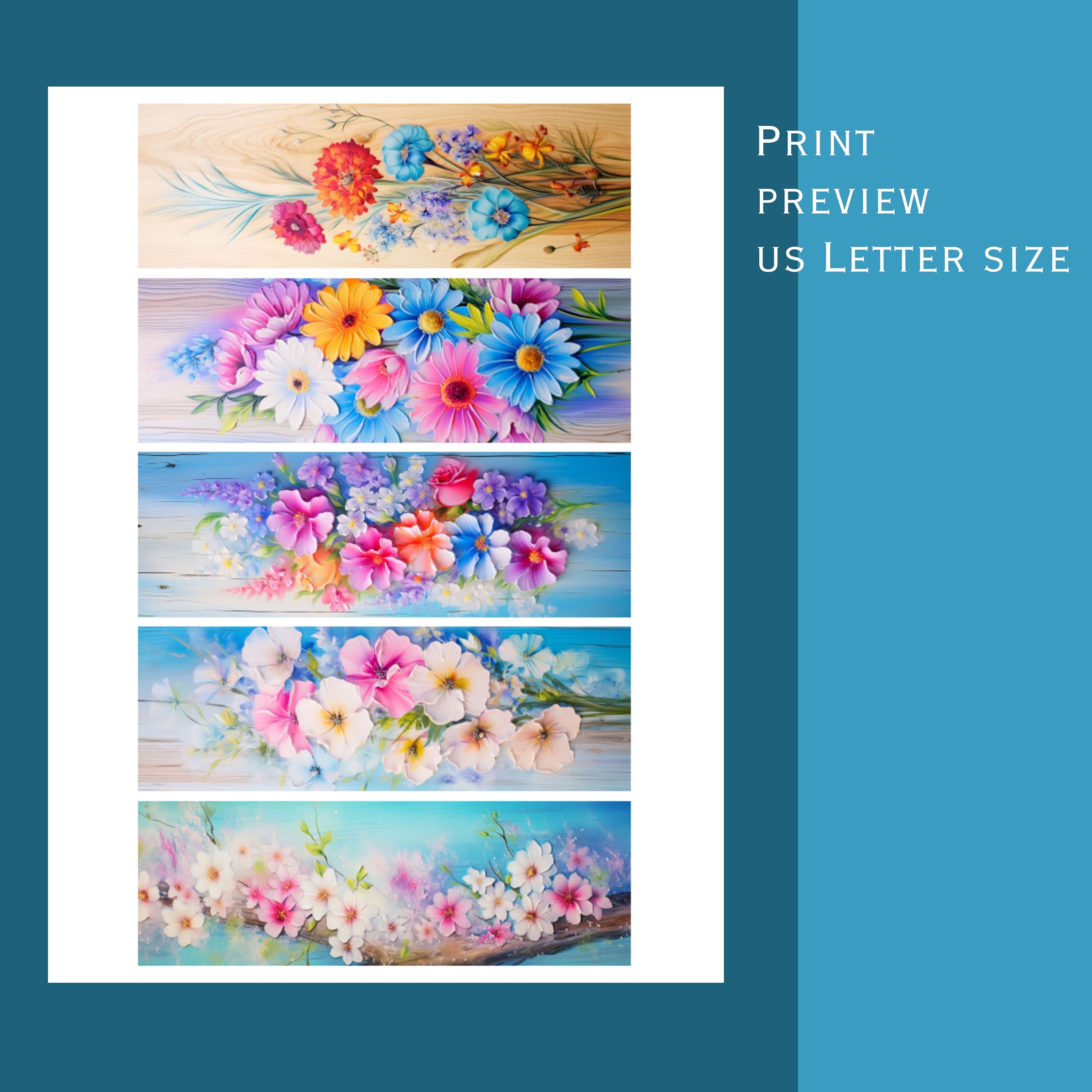 Wildflowers on Wood Printable Bookmarks. Printable PDF and - Etsy