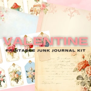 Kit de diario basura vintage de San Valentín: páginas imprimibles en tonos pastel (A4/carta estadounidense)