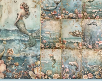 Mermaid World Background Images: Ocean Life Printable Pages (PDF & JPEG)