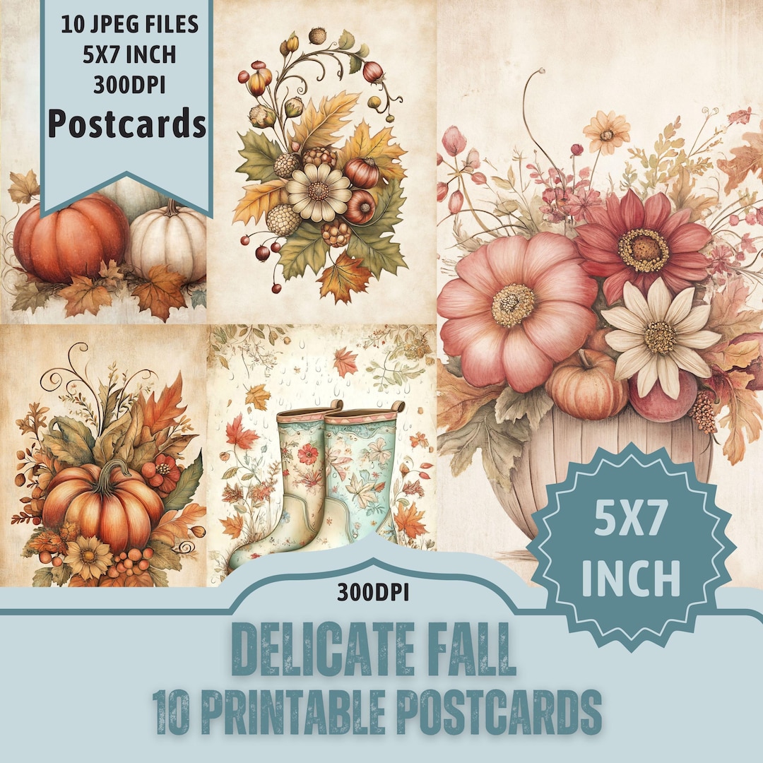 Autumn Postcard Set: Delicate Fall Scenes, 5x7 (digital Download) - Etsy