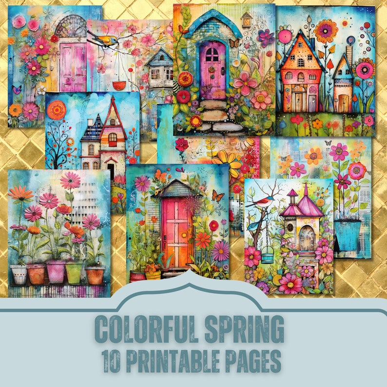 Colorful Spring Background Images. PDF Files and Printable JPEG Files ...