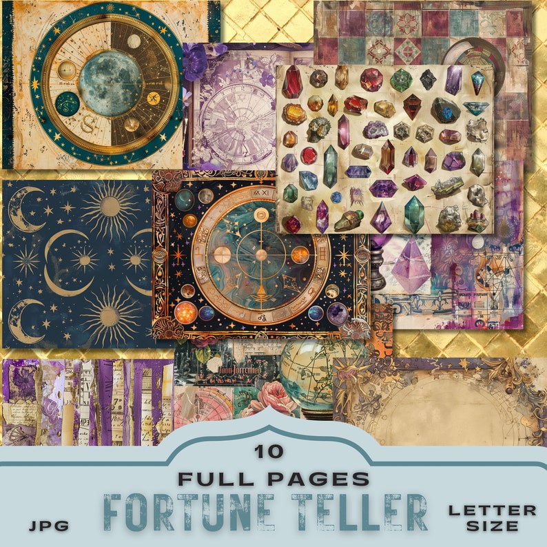 Fortune Teller Junk Journal Kit: Vintage Ephemera 30 Jpg Letter Size ...