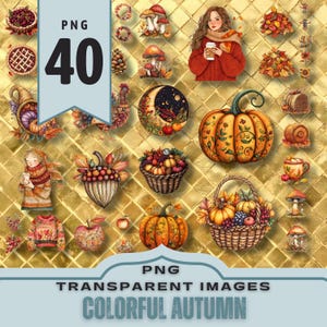 Bunter Herbst Clipart: Kürbis, Pilz PNG Grafik (40 Dateien)