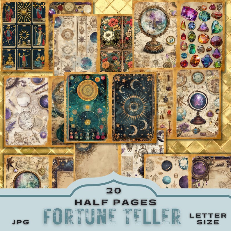 Fortune Teller Junk Journal Kit: Vintage Ephemera 30 Jpg Letter Size ...