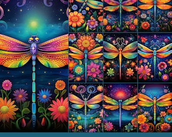 Apple Watch-achtergrond Rainbow Dragonfly: bloemenachtergronden (digitale download)