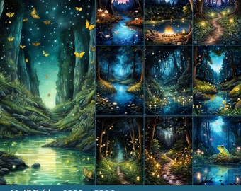 Magical Fireflies Junk Journal Pages: Printable Scrapbook Kit (PDF & JPEG)