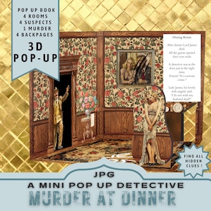 Kit de libro desplegable imprimible Pop Up Detective, diario, minilibro desplegable, proyecto de manualidades de papel, carpeta digital, regalo de manualidades, descarga JPG