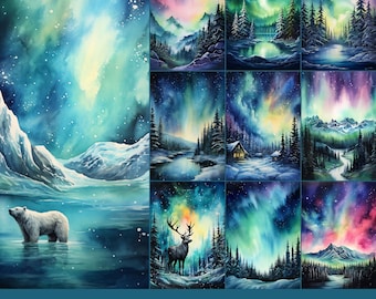 Fondo de pantalla del Apple Watch. Aurora boreal - archivos JPG. 300 ppp. Ver fondos de caras. Descarga directa