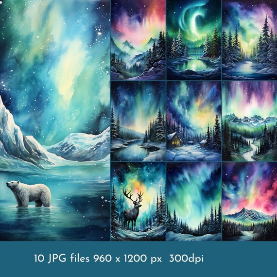 Apple Watch Wallpaper. Northern Lights -  JPG files. 300dpi. Watch Face Backgrounds. Direct Download