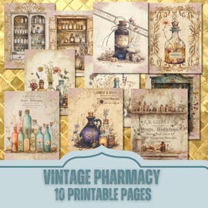 Imagens de fundo de boticário vintage: farmacêutico, garrafas de boticário. Tamanho Carta dos EUA 300dpi JPEG.