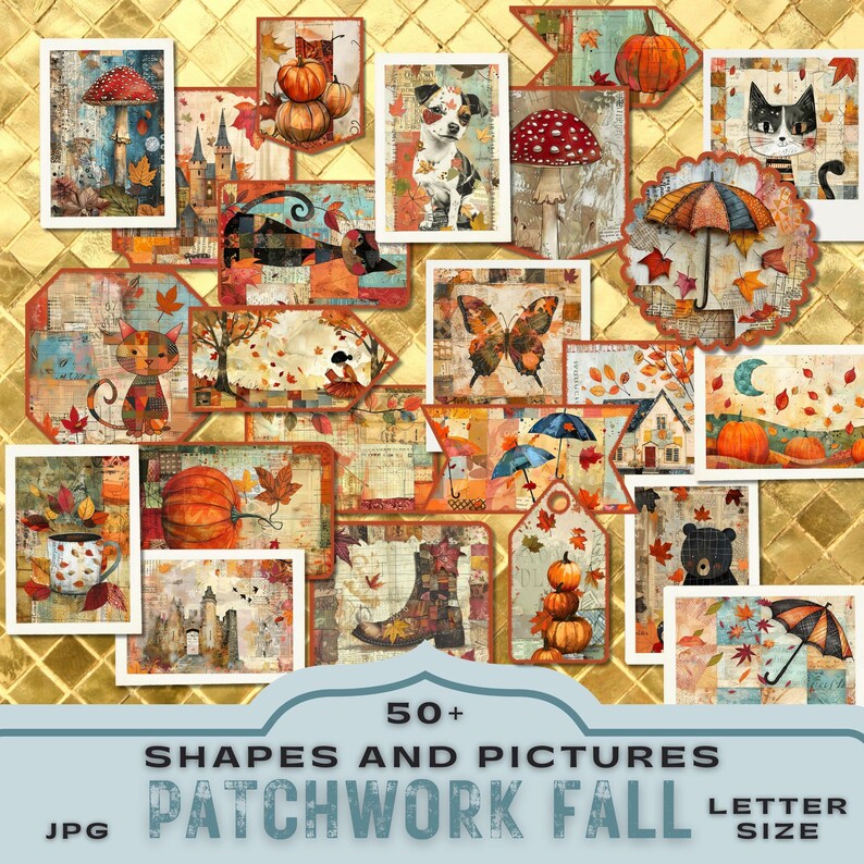 junk journal kit,
premade pages fall,
autumn colors pages,
card making bundle,
collage art journal,
scrapbooking pumpkin,
tags folio bookmark,
mushroom leaves rain,
digital paper kit,
digikit seasonal cat,
whimsy whimsical,
cute journal kit