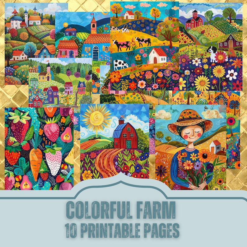 Colorful Farm Background Images. PDF Files and Printable JPEG Files ...