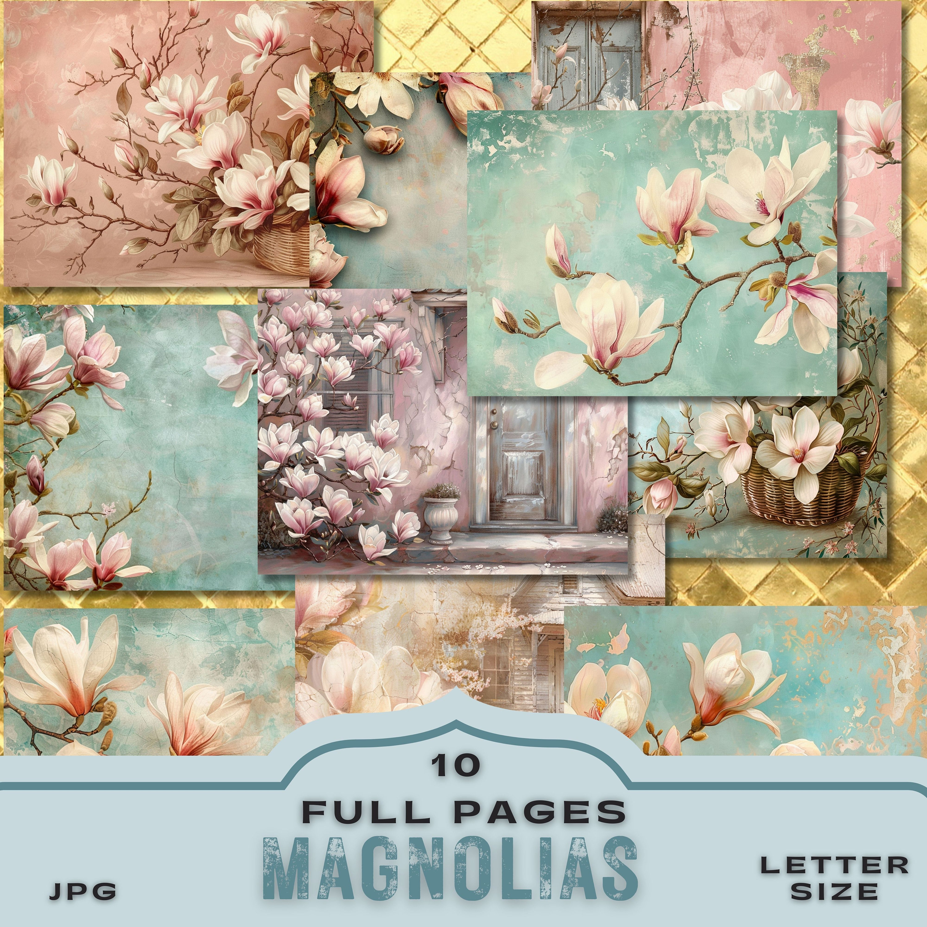 Magnolia Junk Journal Kit: Botanical Printable Ephemera and Pages (JPG ...