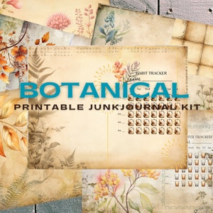 Botanical Junk Journal Kit: Printable Pages, Tags, Bookmarks (PDF Download)