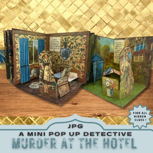 Pop up detective,
pop up book project,
silhouette cricut,
printable kit craft,
unique crafting gift,
printable mini book,
popup card pop-up,
folio insert mystery,
whodunnit clue game ,
murder mystery,
interactive puzzle,
fun craft project