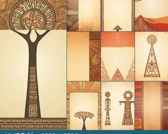 African Tribal Background Images: Scrapbook & Junk Journal Pages (Digital Download)