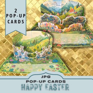 Pop Up Karten Set, Osterkarten Set, Pop Up Karten Kit, Journal Folio, Osterkarte, Papiermodell Projekt, Digitaler Ordner, Geschenk, JPG Download
