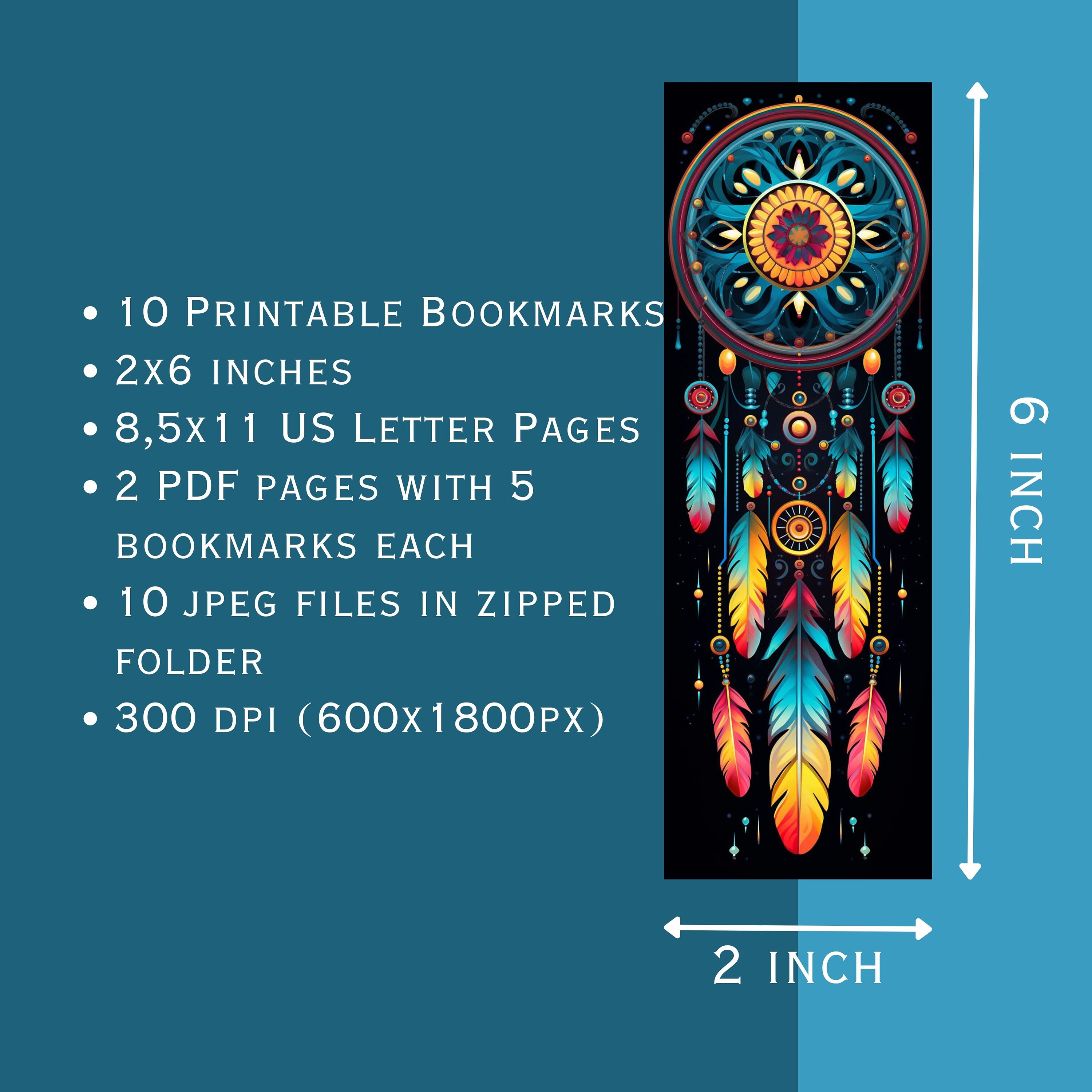 Dreamcatcher Printable Bookmarks. Printable PDF and JPEG - Etsy
