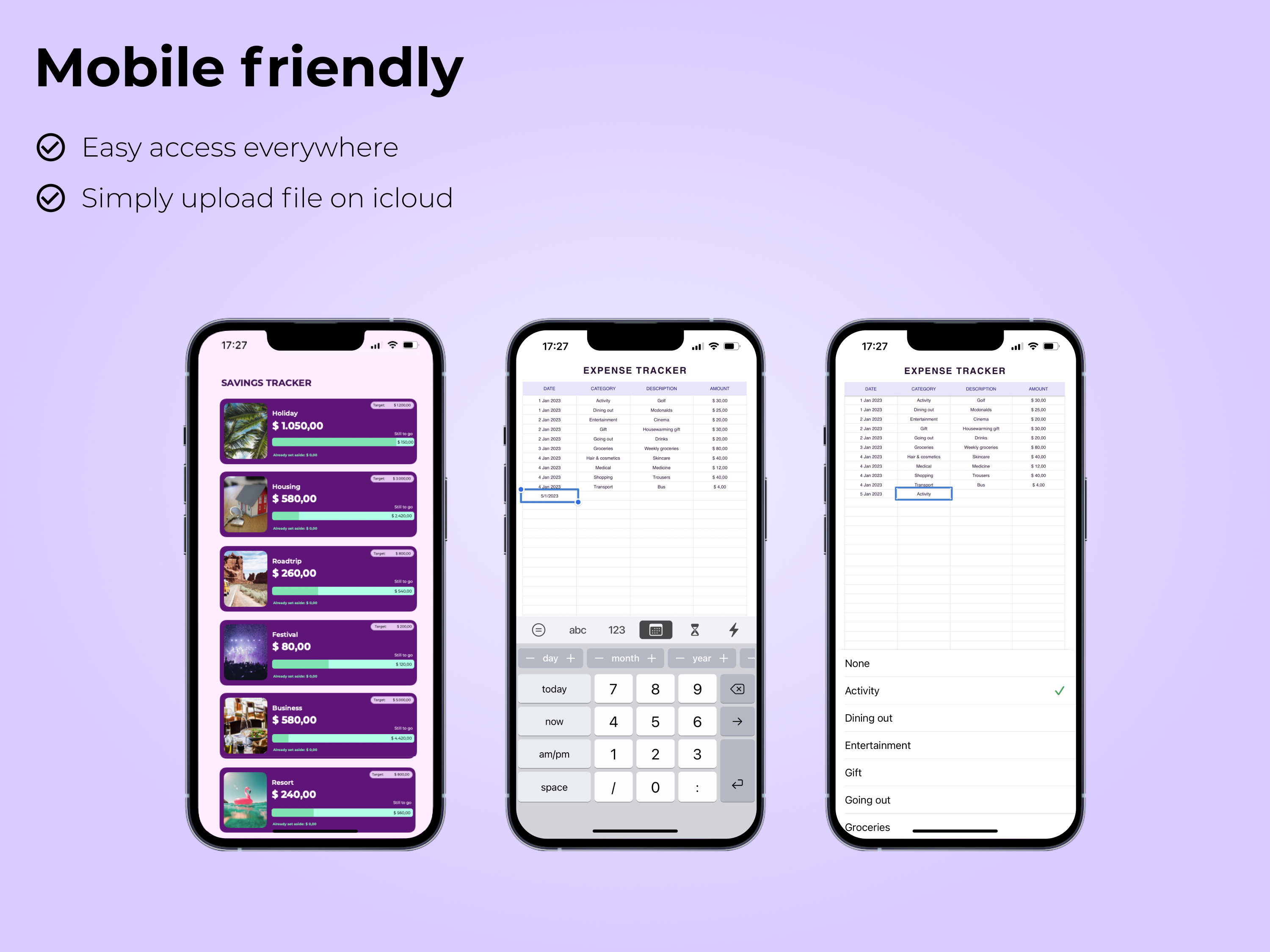 Travel Budget Tracker for Apple Numbers