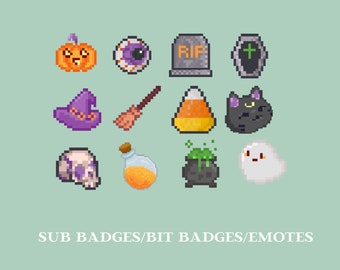 12x Halloween Sub Badges / Bit Badges / Emotes for Twitch