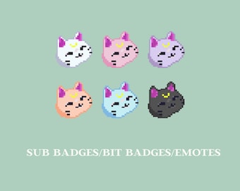 Cute Cat Sub Badges | Kawaii Sub Badges | Cute Pixel Sub Badges Pack 6 | Bits Badges for Twitch Streamers | Cat Emotes for Twitch