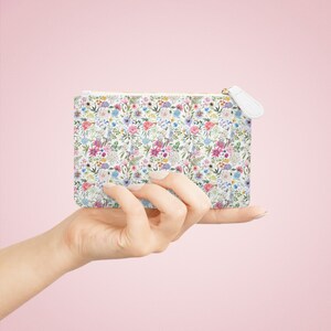 Mini Clutch Bag, Floral, White, Coin Purse, Card Wallet