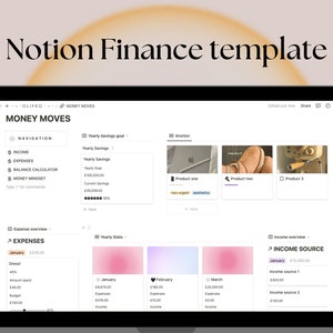 Finance Notion Template , Notion Finance Tracker, Budget planner, Expenses planner, All in one Finance Notion template.