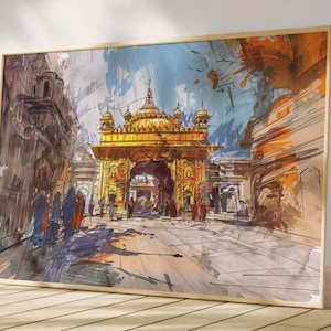 Harmandir Sahib Illustration | Digital Download | Gurdwara Oil Painting Sikh Art Golden Temple Sikh Wall Art Sikhism Sikh Gift Home Decor
