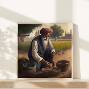 Semina semi di fede - Arte Sikh Digital Wall Art / Download digitale / Sikh Wall Art / Arte stampa digitale / Pittura a olio