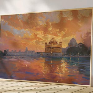 Harmandir Sahib Illustration | Digital Download | Gurdwara Oil Painting Sikh Art Golden Temple Sikh Wall Art Sikhism Sikh Gift Home Decor