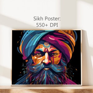 Muted Motion  550+ DPI Poster | Religious Art | Sikh Art | Sikh Gifts | Sikh Wall Art Unframed Poster