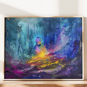 Abstract Guru Sikh Oil Painting Digital Print Sikh Wall Art Religious Art Sikh Art Sikh Gifts Sikh Painting Wall Decor