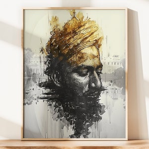 Abstract Sikh Sketch Illustration  Sikh Poster | Sikh Wall Art | Sikh Art | Sikh Prints | Sikh Gifts | Sikh Wall Art | Home Decor