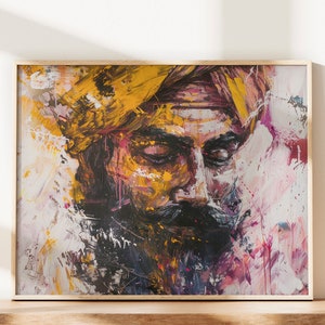 Abstract Guru Sikh Oil Painting Digital Print Sikh Wall Art Religious Art Sikh Art Sikh Gifts Sikh Painting Wall Decor