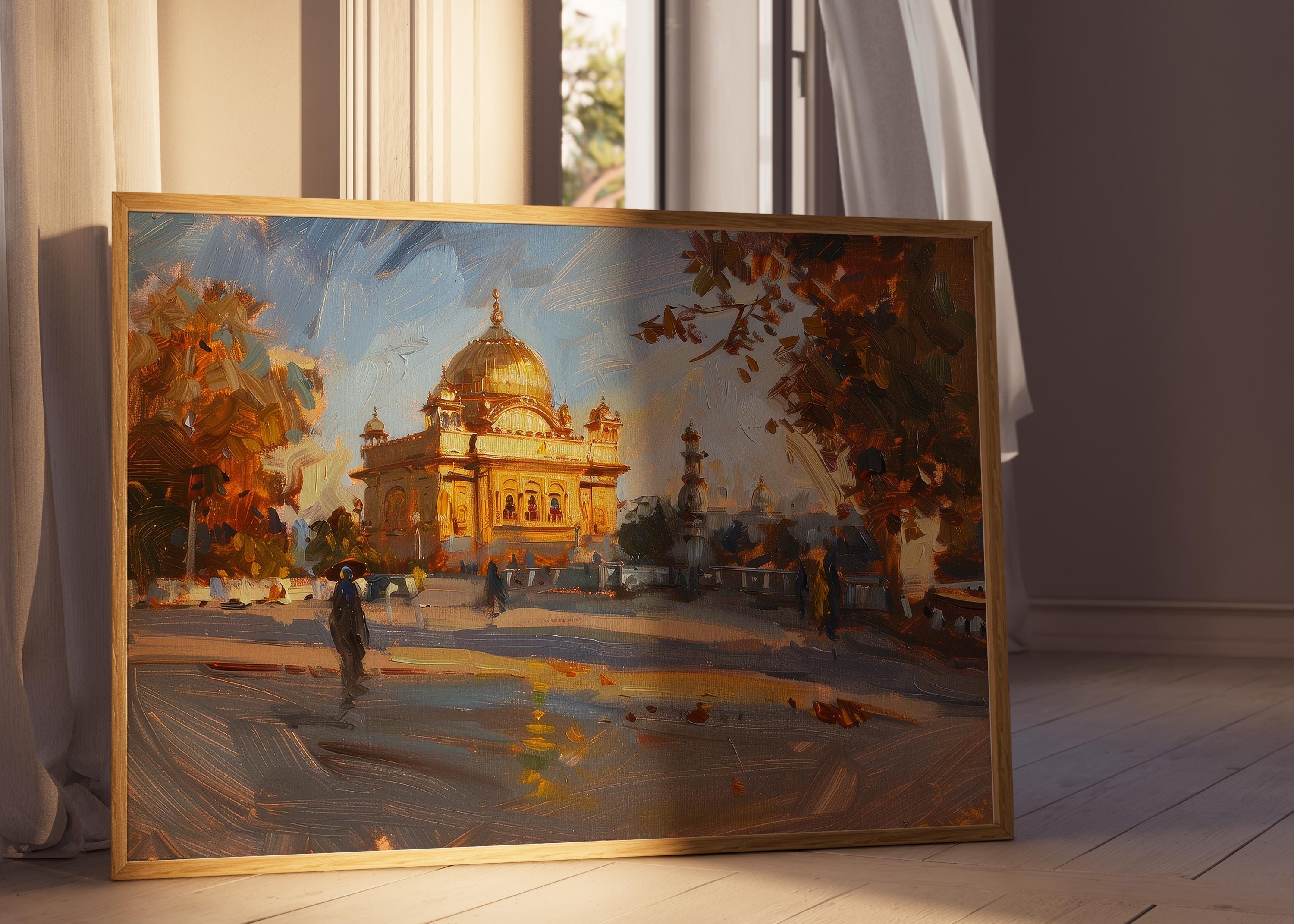 Harmandir Sahib Illustration | Digital Download | Gurdwara Oil Painting Sikh Art Golden Temple Poster  Sikh Wall Art Sikhism Sikh Gift
