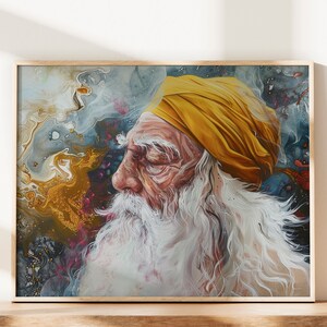 Abstract Guru Sikh Oil Painting Digital Print Sikh Wall Art Religious Art Sikh Art Sikh Gifts Sikh Painting Wall Decor