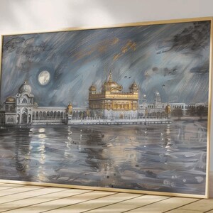 Harmandir Sahib Illustration | Digital Download | Gurdwara Oil Painting Sikh Art Golden Temple Sikh Wall Art Sikhism Sikh Gift Home Decor