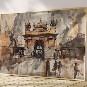 Harmandir Sahib Illustration | Digital Download | Gurdwara Oil Painting Sikh Art Golden Temple Sikh Wall Art Sikhism Sikh Gift Home Decor